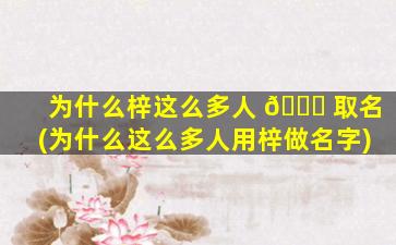 为什么梓这么多人 🕊 取名(为什么这么多人用梓做名字)